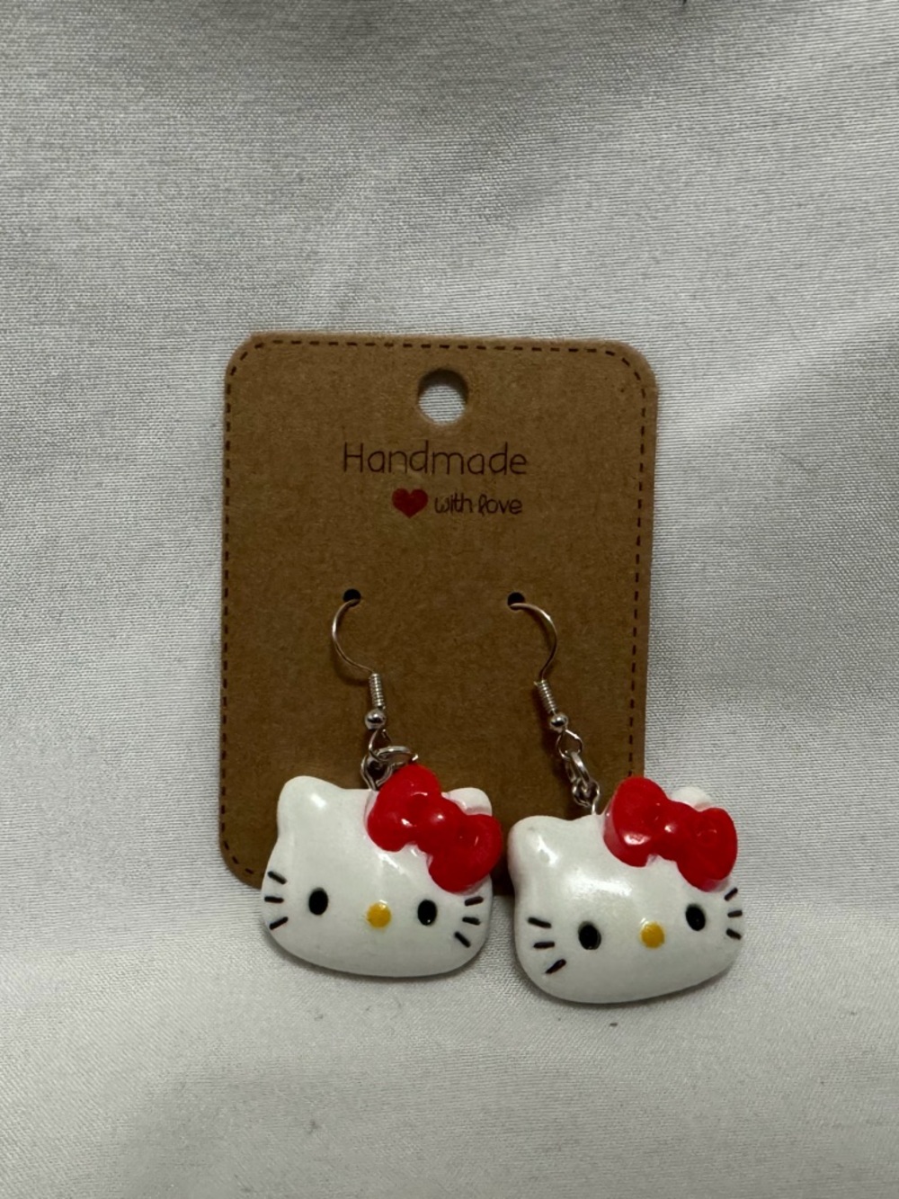 Handmade Red Bow Hello Kitty Earrings